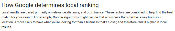 Google maps ranking factors