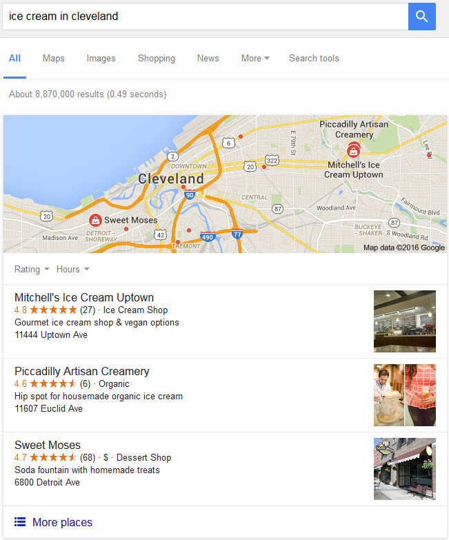 Local SERP result